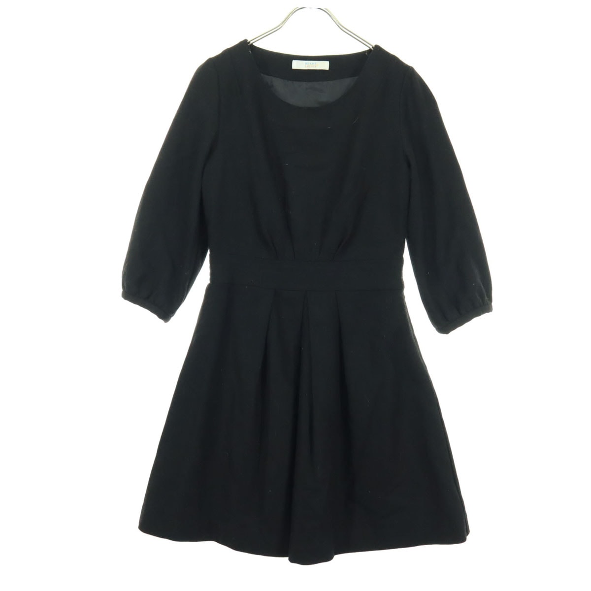 BEAMS LIGHTS ビームスライツ 7分袖 膝丈ワンピース 36 ブラック