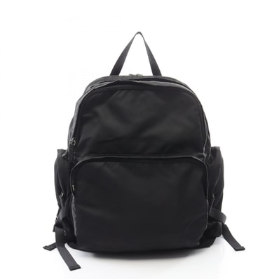 プラダ PRADA トライアングルロゴ リュックサック バックパック バッグ ナイロン メンズ レディース ブラック系 【中古】