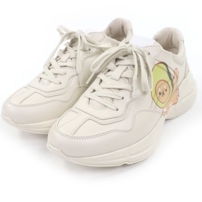 美品 グッチ ローカットスニーカー ライトン アイボリー系 7 737521