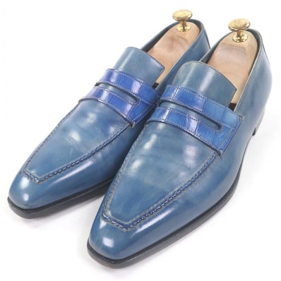 美品 ベルルッティ ローファー アンディ ブルー メンズ 8