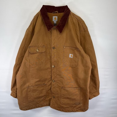 古着 カーハート Carhartt ダック ジャケット カバーオール ワーク ブランケットライナー 大きいサイズ 3XL TALL ブラウン系 メンズ