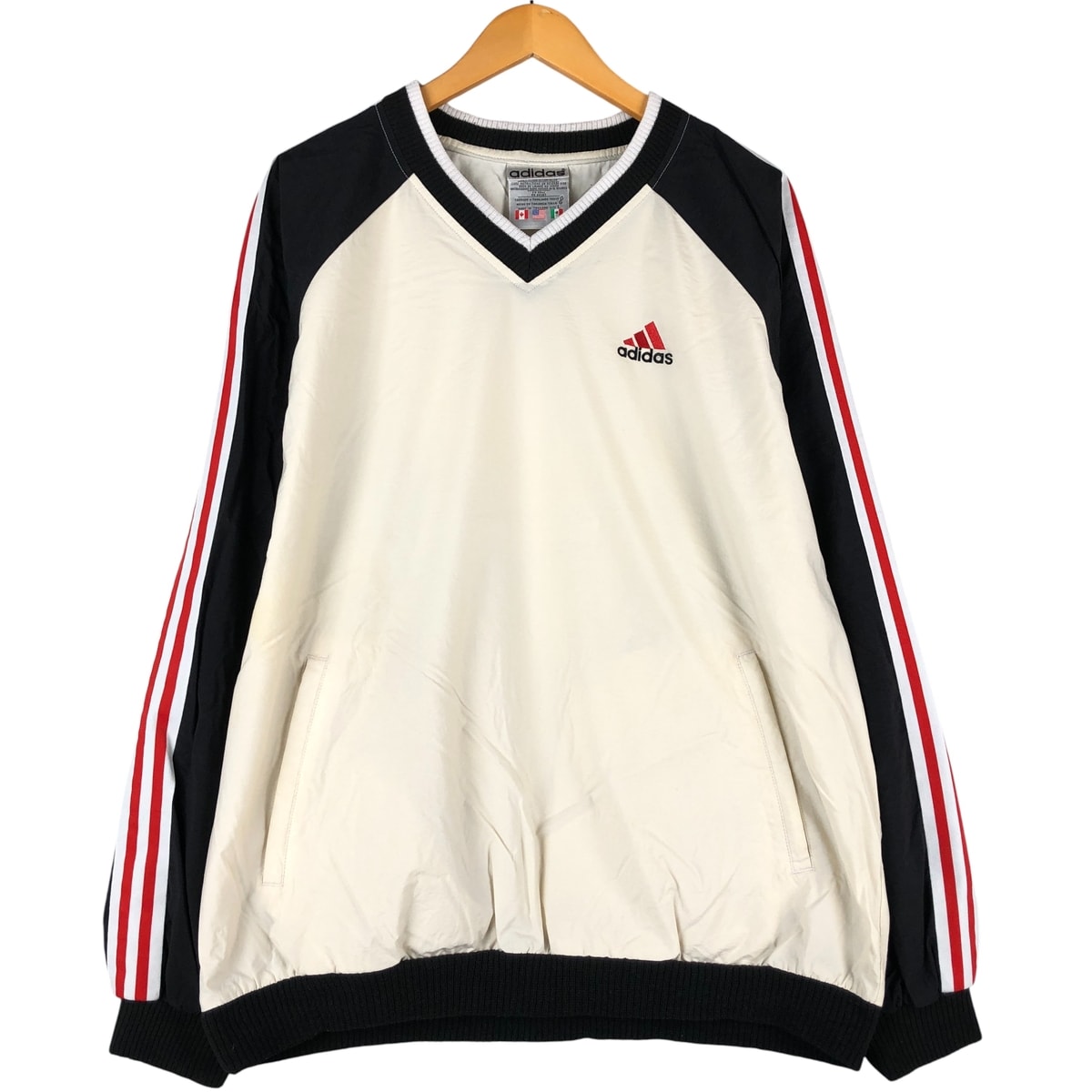 古着 80~90年代 アディダス adidas Vネック ナイロンプルオーバー メンズL相当 ヴィンテージ/eaa603070