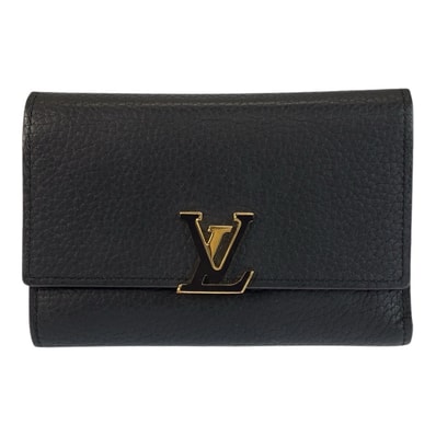 美品 LOUIS VUITTON ルイヴィトン ポルトフォイユ カプシーヌ コンパクト ノワール ブラック ホットピンク レザー 折財布 コンパクトウォレット 600867 【中古】