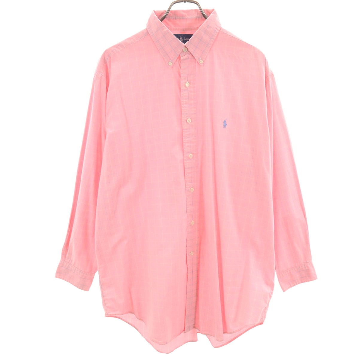 RALPH LAUREN ラルフローレン チェック柄 長袖 ボタンダウンシャツ 16 1/2 ピンク