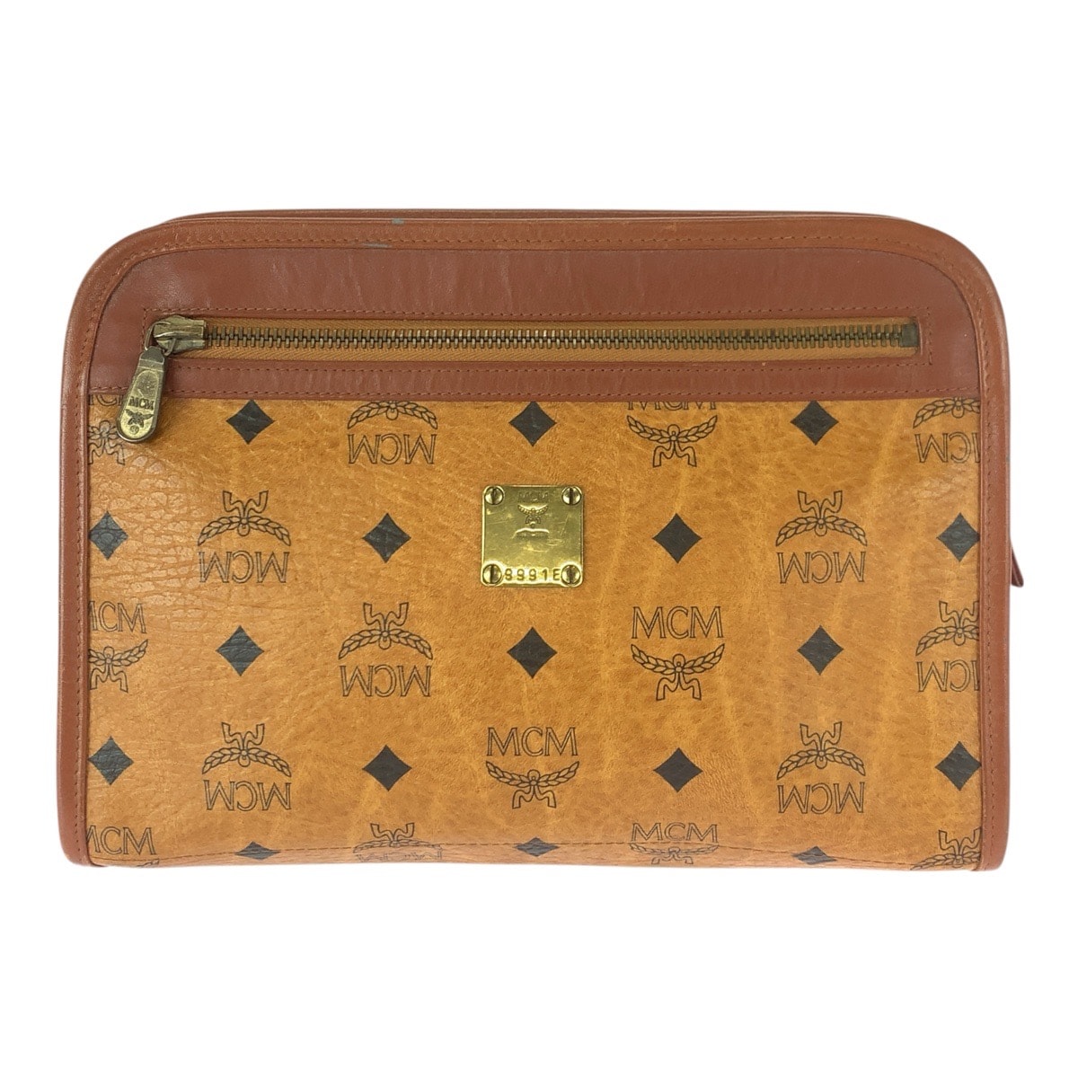 MCM エム シー エム ヴィンテージ ヴィセトス ブラウン キャメル ゴールド金具 PVC レザー/ セカンドバッグ クラッチバッグ 600747 【中古】