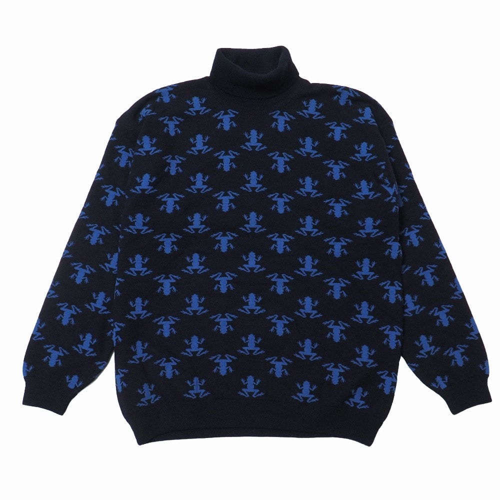 Dunhill ダンヒル セーター サイズL 総カシミヤ タートルネック ニット フロッグ カエル柄 スコットランド製 ブランド古着【中古】20260107/RA7133