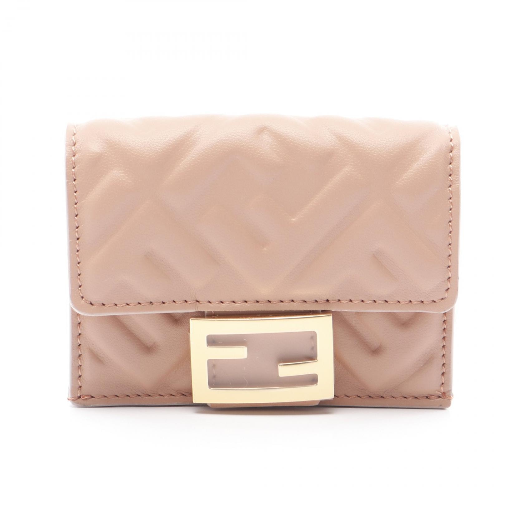 フェンディ FENDI マイクロ 三つ折り財布 財布 レザー レディース ピンク系 8M0395AAJDF1SK3 【中古】