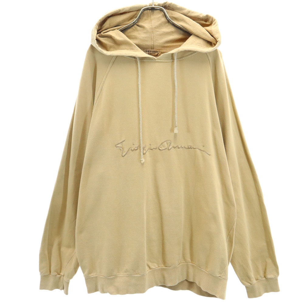 GIORGIO ARMANI ジョルジオアルマーニ 80s 90s オールド 長袖 スウェットパーカー M ベージュ LE COLLEZIONI プルオーバー