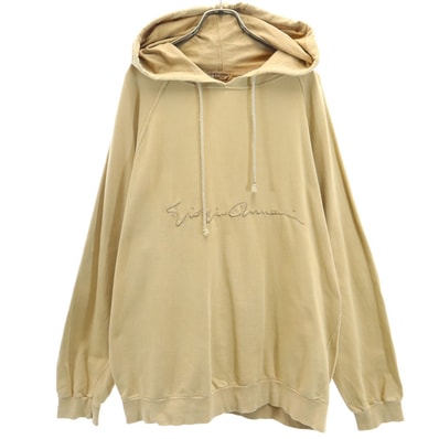 GIORGIO ARMANI ジョルジオアルマーニ 80s 90s オールド 長袖 スウェットパーカー M ベージュ LE COLLEZIONI プルオーバー