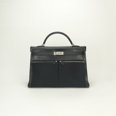 エルメス HERMES ケリーラキ40 バッグ トートバッグ ショルダーバッグ トワルオフィシエ ボックスカーフ ノワール Nori ブラック Black 黒 シルバー金具 ハンドバッグ 新型金具 V字金具