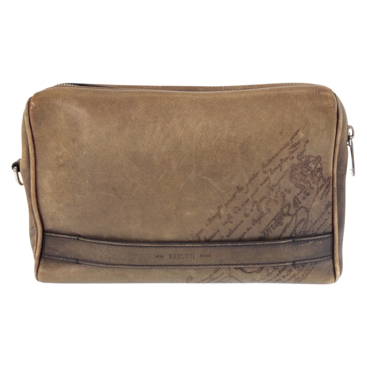 Berluti ベルルッティ カリグラフィ ブラウン シルバー金具 レザー クラッチバッグ セカンドバッグ 602503 【中古】