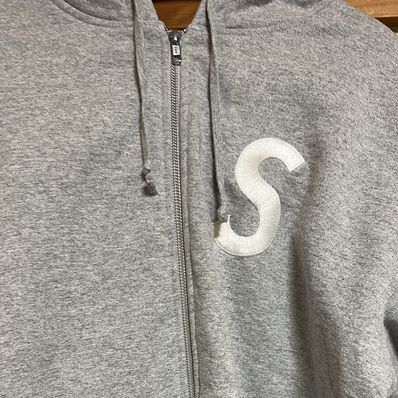 Supreme S Logo Zip Up Hooded Sweatshirt "Heather Grey" (23FW)