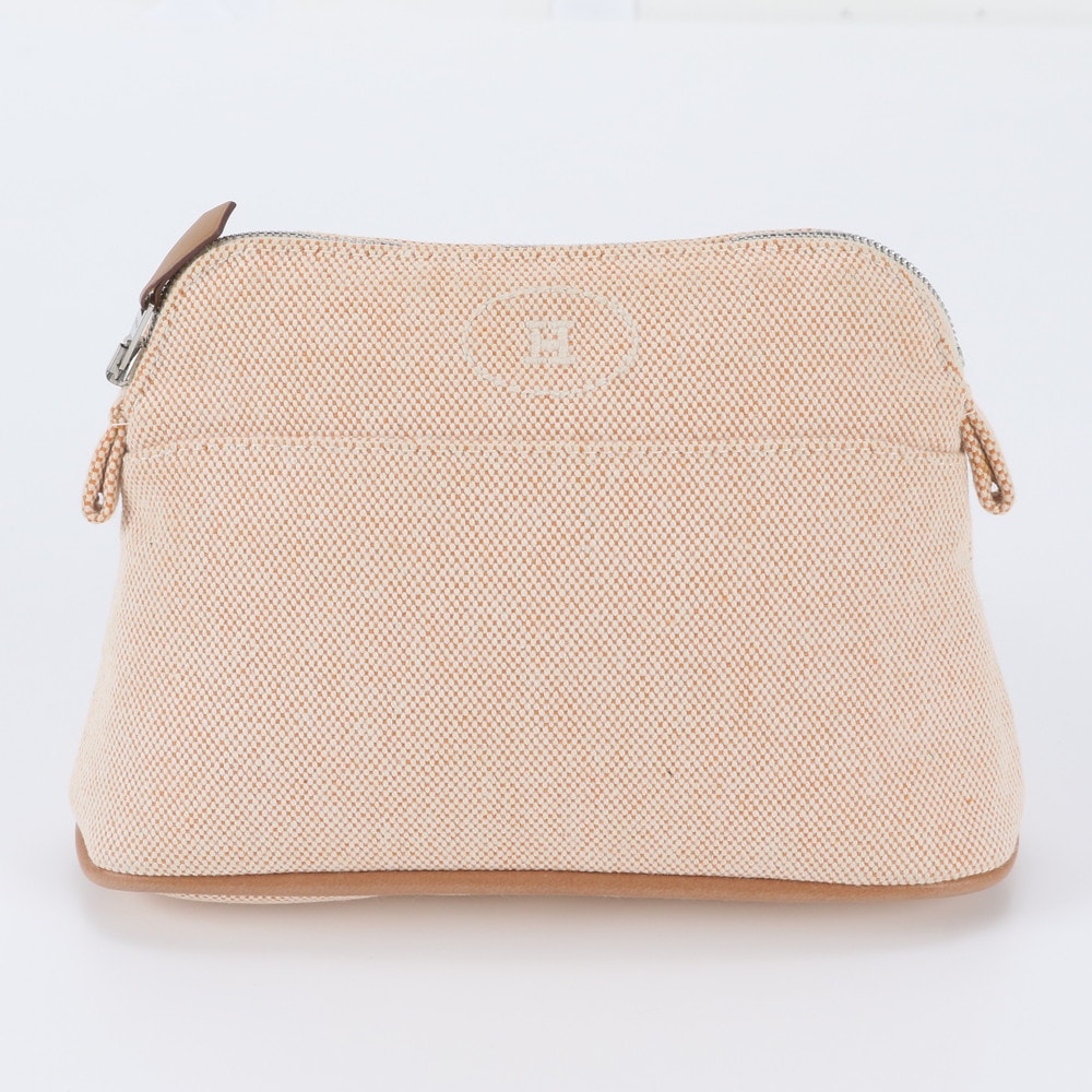 ■美品 エルメス ボリード ポーチクラッチ バッグ レザー×キャンバス