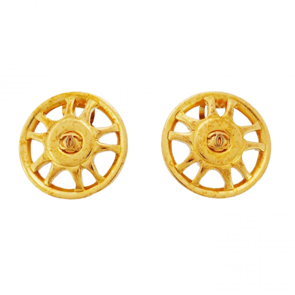 【6jcb0878-k】シャネル イヤリング ヴィンテージ ココマーク 丸型 サークル GPメッキ ゴールド【中古】レディース