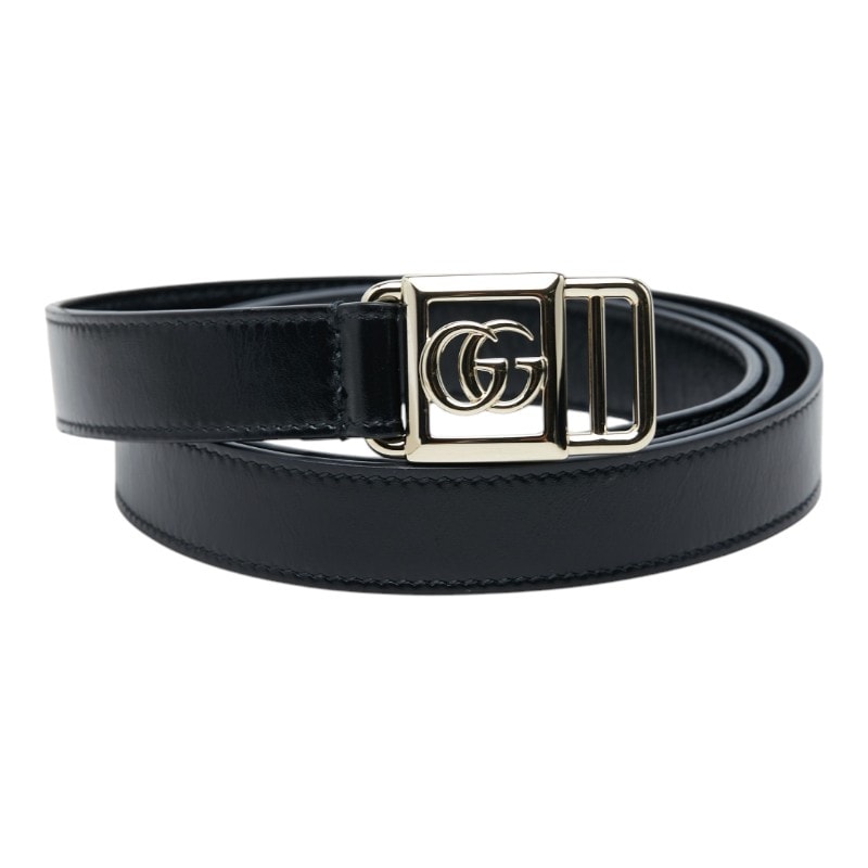 グッチ ダブルGバックル ベルト サイズ:75/30 790232 ブラック レザー レディース GUCCI 中古