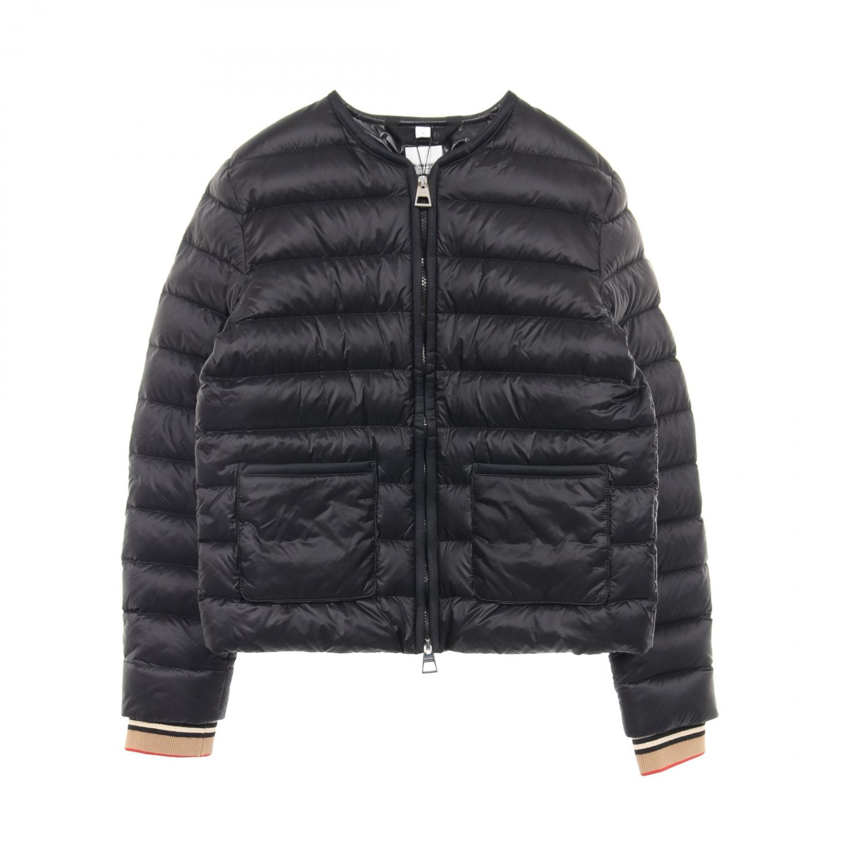 バーバリー BURBERRY ABBEYTOWN ダウンジャケット 衣料品 アウター ナイロン レディース ブラック系 / ベージュ系 / マルチカラー 【中古】