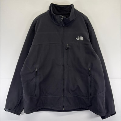 古着 ザ・ノースフェイス THE NORTH FACE ジャケット フルジップ ワンポイント ロゴ 刺繍 シェルジャケット 2XL ブラック メンズ