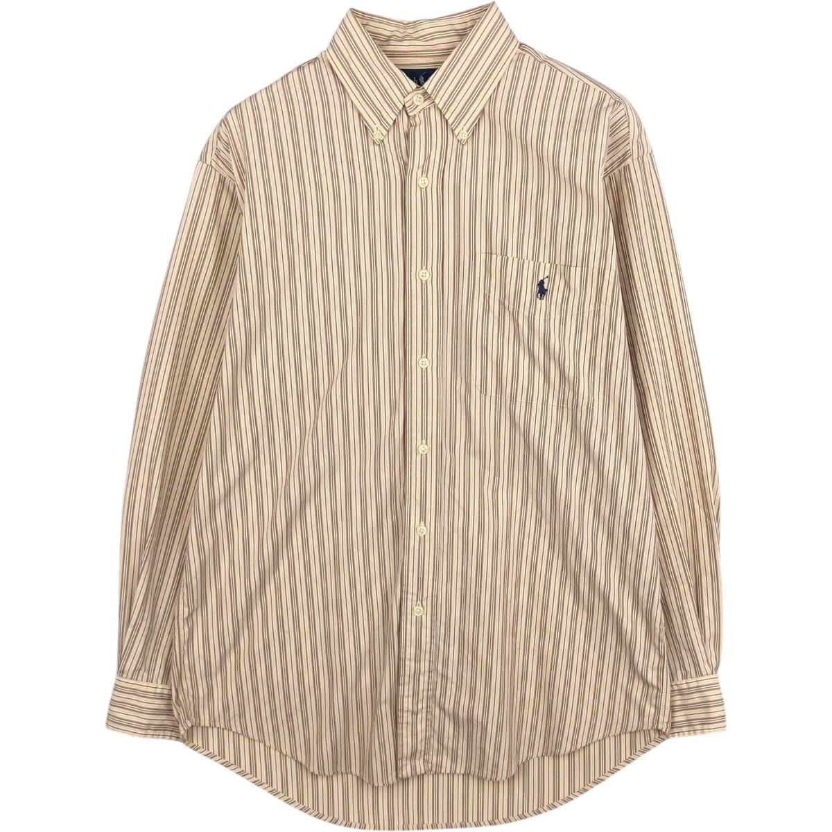 古着 ラルフローレン Ralph Lauren EVERETT マルチストライプ 長袖 ボタンダウンストライプシャツ メンズS相当/eaa614301