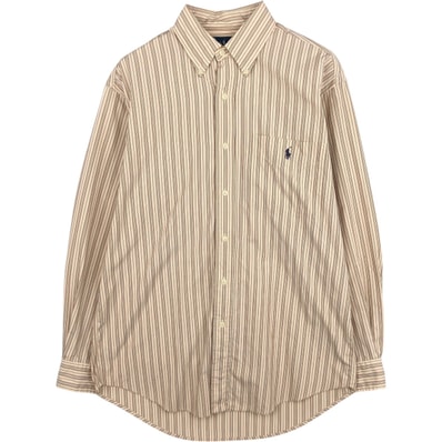 古着 ラルフローレン Ralph Lauren EVERETT マルチストライプ 長袖 ボタンダウンストライプシャツ メンズS相当/eaa614301