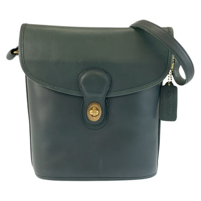 COACH コーチ ヴィンテージ オールドコーチ グリーン ゴールド金具 レザー ショルダーバッグ ポシェット 603584 【中古】