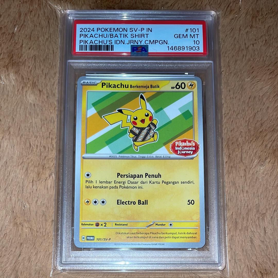 インドネシア バティック ピカチュウ 101/SV-P PSA10 PSA10】 バティックシャツのピカチュウ 《インドネシア語/ピカチュウ柄