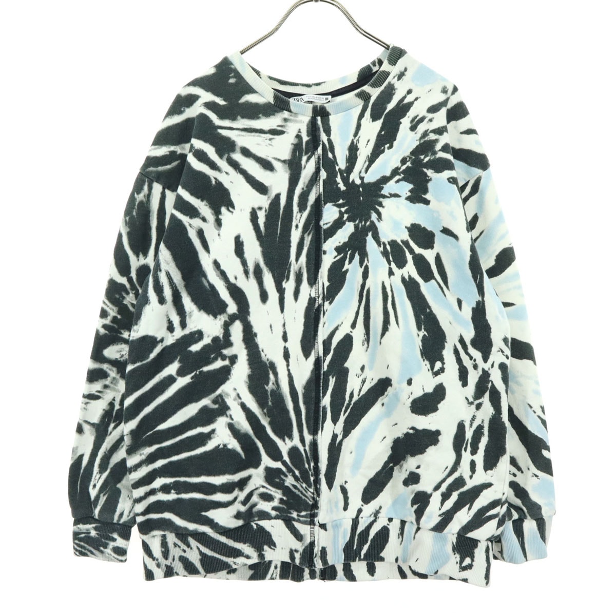 ZARA ザラ 総柄 長袖 スウェット S ブラック系