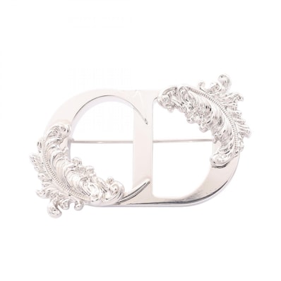 ディオール Dior CDロゴ フェザー ブローチ アクセサリー ステンレススチール レディース シルバー系 【中古】