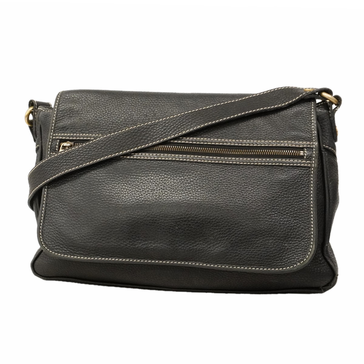 【6ke5257】セリーヌ ショルダーバッグ レザー ブラック ゴールド金具【中古】レディース