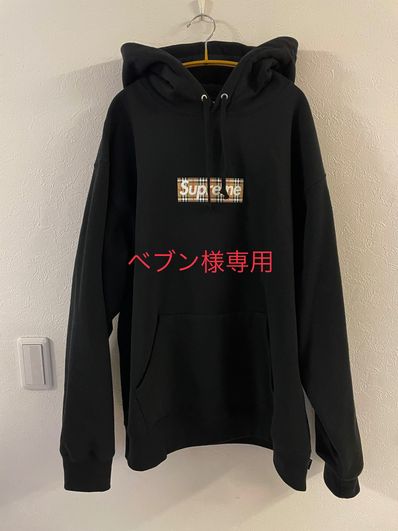 Supreme / Burberry Box Logo Hooded Sweatshirt "Black"