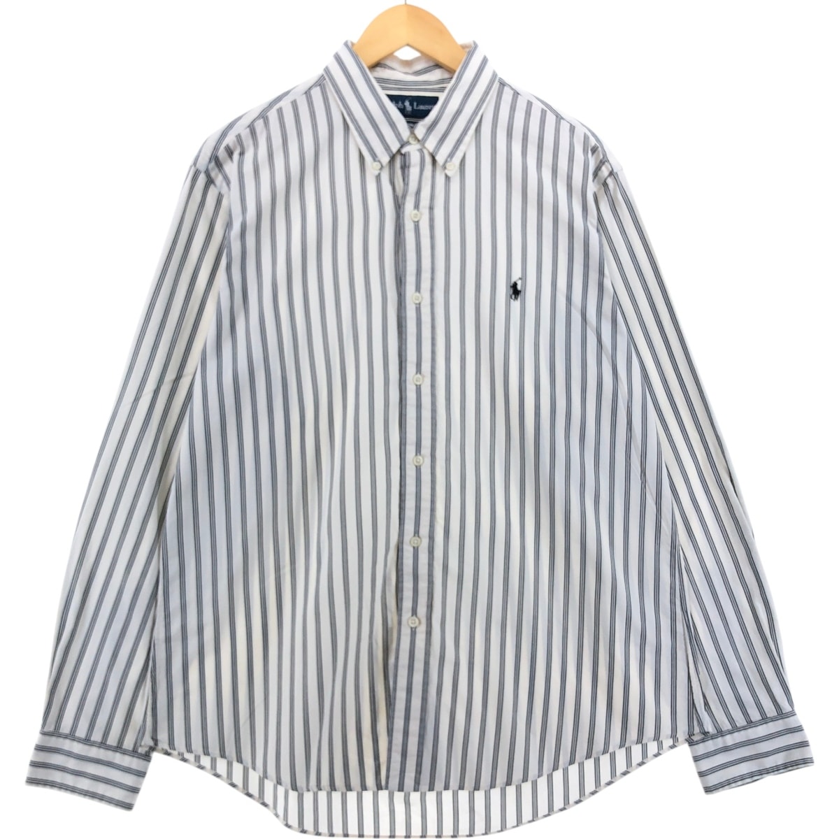 古着 ラルフローレン Ralph Lauren CUSTOM FIT 長袖 ボタンダウンストライプシャツ メンズL相当/eaa521478