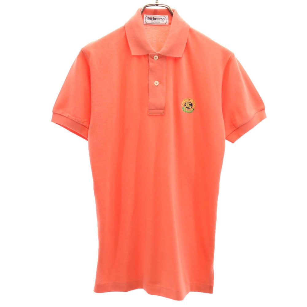 Burberrys バーバリーズ 90s オールド 半袖 ポロシャツ S オレンジ系 OF LONDON 鹿の子地