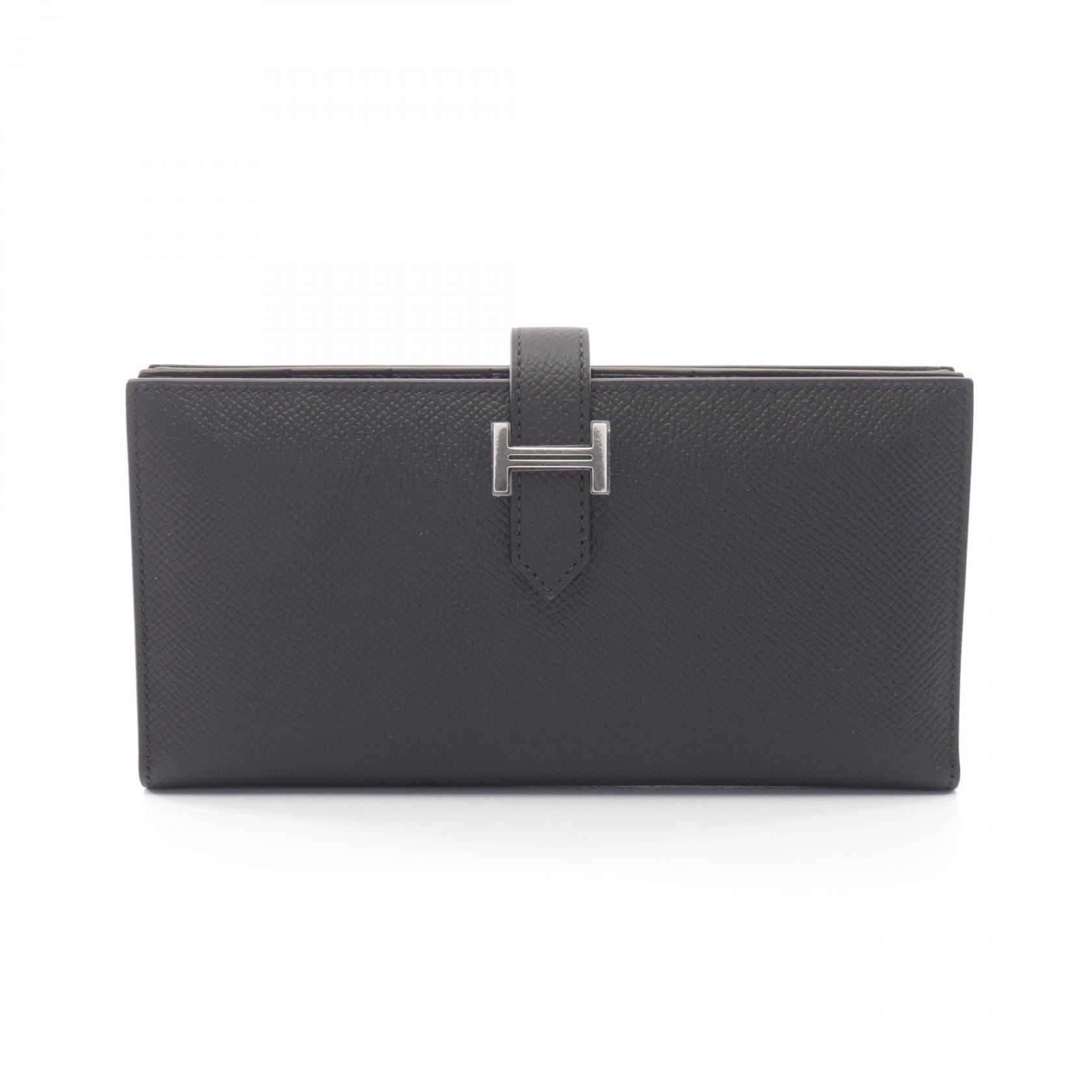 エルメス HERMES ベアンスフレ 二つ折り長財布 財布 レザー ヴォーエプソン ヴォーエプソン ブラック(エルメス) レディース ブラック系 【中古】