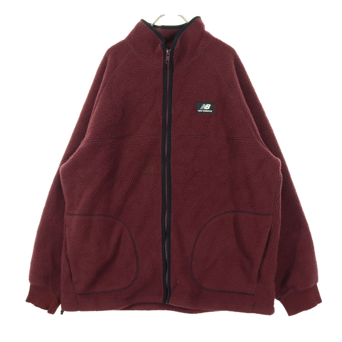 NEW BALANCE ニューバランス ワンポイントロゴ 長袖 フリースジャケット L ワインレッド