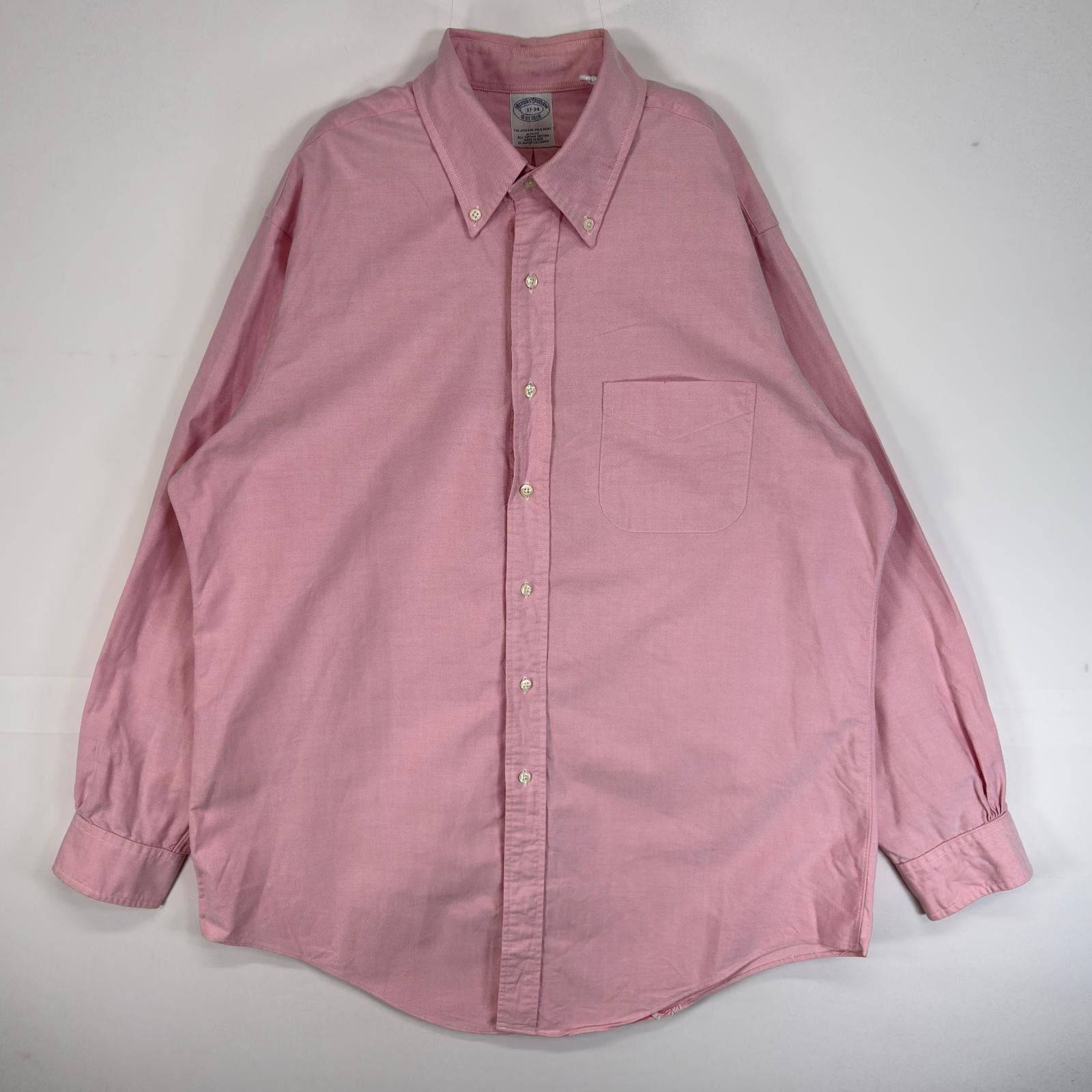 古着 ブルックスブラザーズ Brooks Brothers 長袖シャツ USA製 肉厚 オックスフォード XL  ピンク系 無地 メンズ