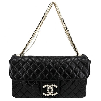 CHANEL シャネル ショルダーバッグ マトラッセ ウェストミンスター チェーンショルダー 肩掛け レザー フェイクパール ブラック 黒 ゴールド金具 レディース【中古品】