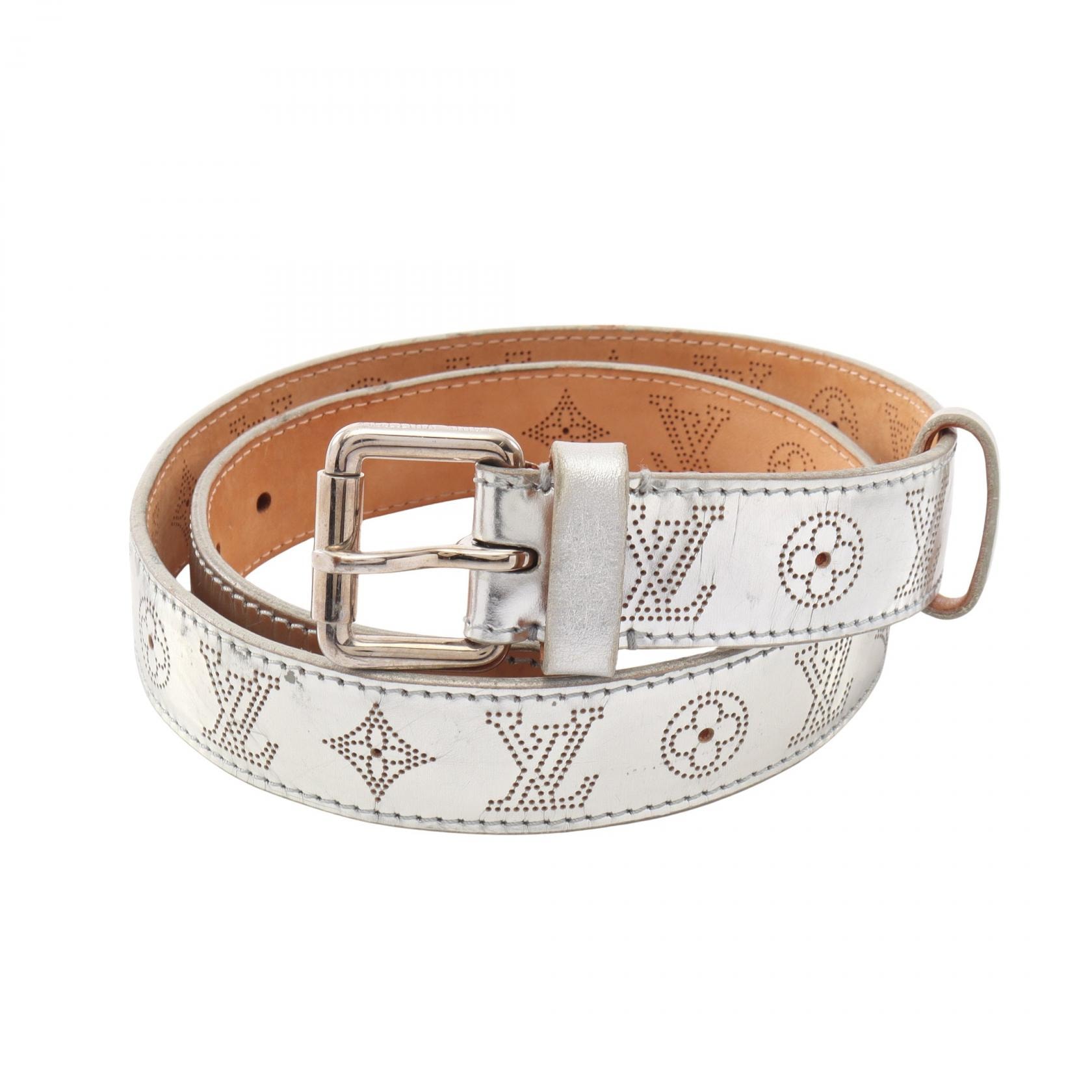 ルイ・ヴィトン LOUIS VUITTON ノマド サンチュール パンチング ベルト 衣料品 レザー シルバー レディース シルバー系 【中古】