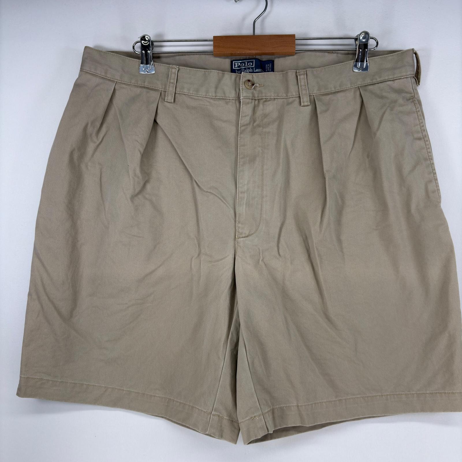 古着 ポロバイラルフローレン Polo by Ralph Lauren ショートパンツ チノパン ジップ ツータック ハーフパンツ w40 ベージュ メンズ
