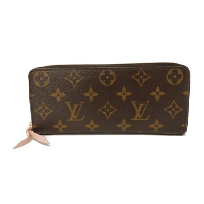 LOUIS VUITTON ルイ・ヴィトン ポルトフォイユ クレマンス LVロゴ フラワー ピンク ラウンドファスナー 札入れ カードケース コインケース RFID ICチップ モノグラム ローズバレリーヌ 長財布 M61298