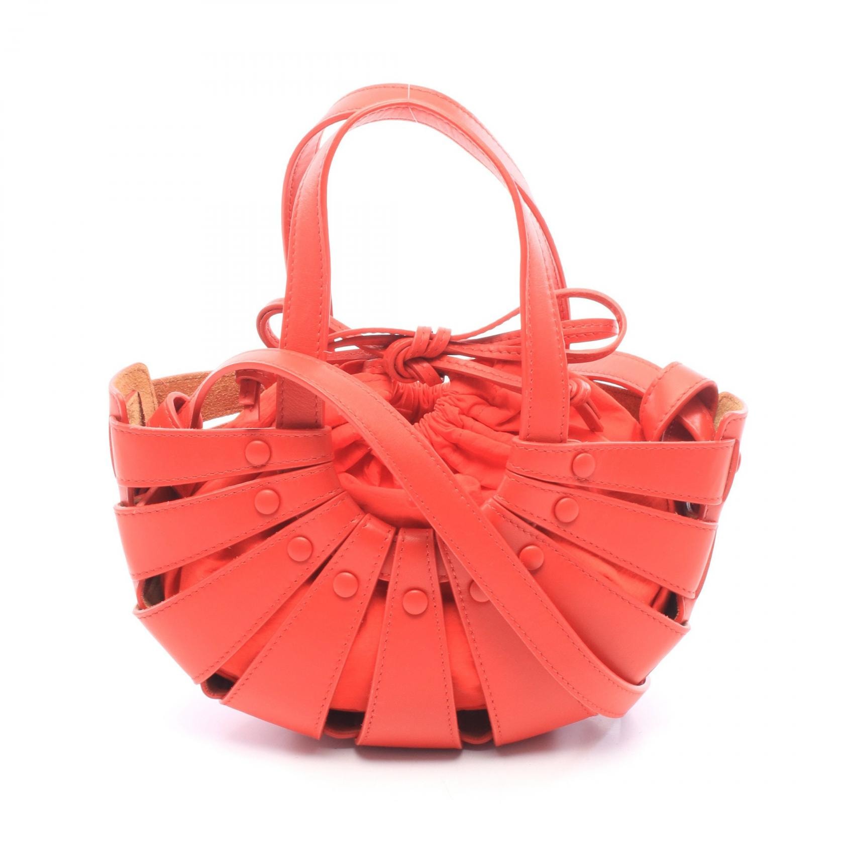 ボッテガヴェネタ BOTTEGA VENETA ザ シェル スモール 2WAY ハンドバッグ バッグ レザー レディース レッド系 【中古】