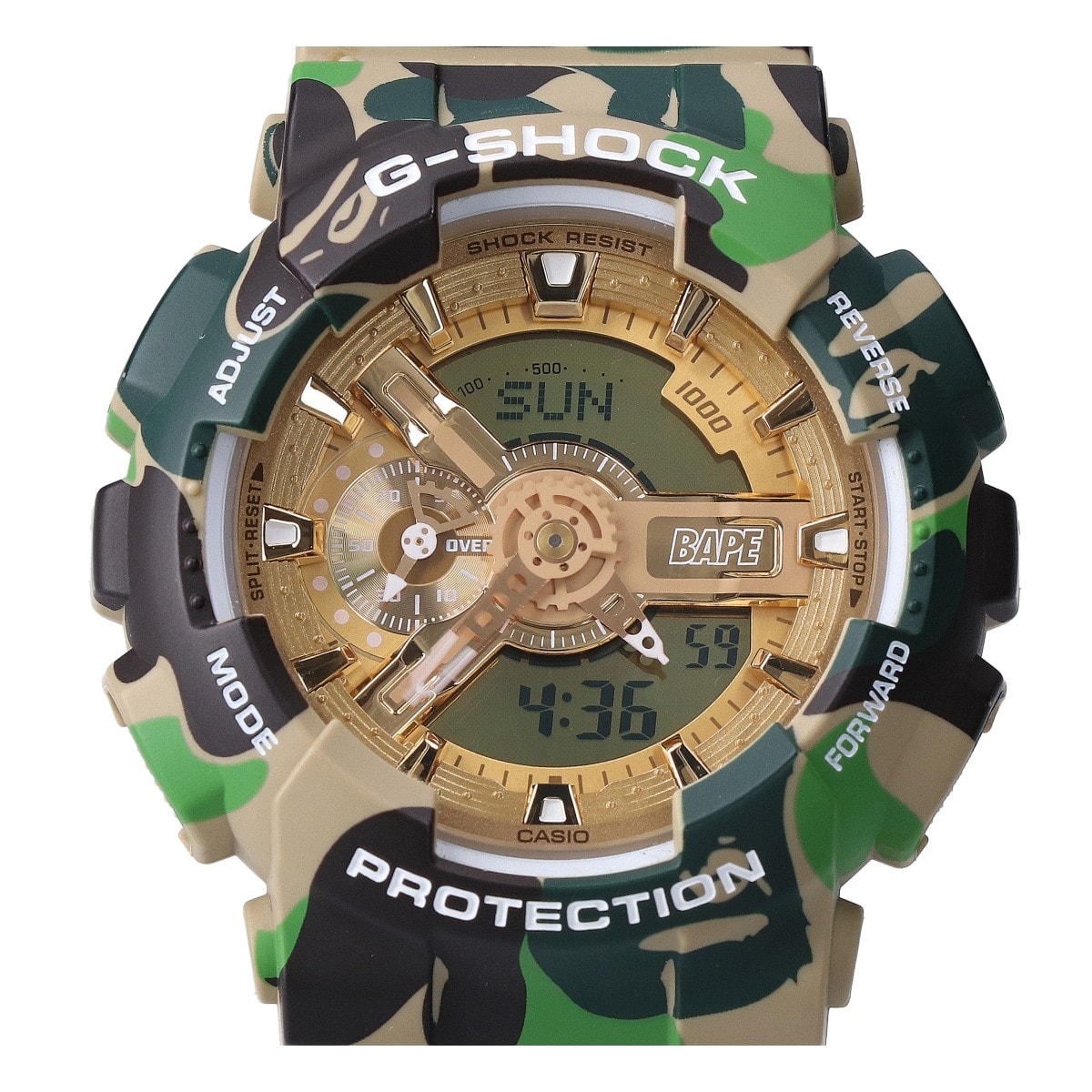ジーショック A BATHING APE アベイシングエイプ 【美品】GA-110APE 25周年記念 クオーツ アナデジ