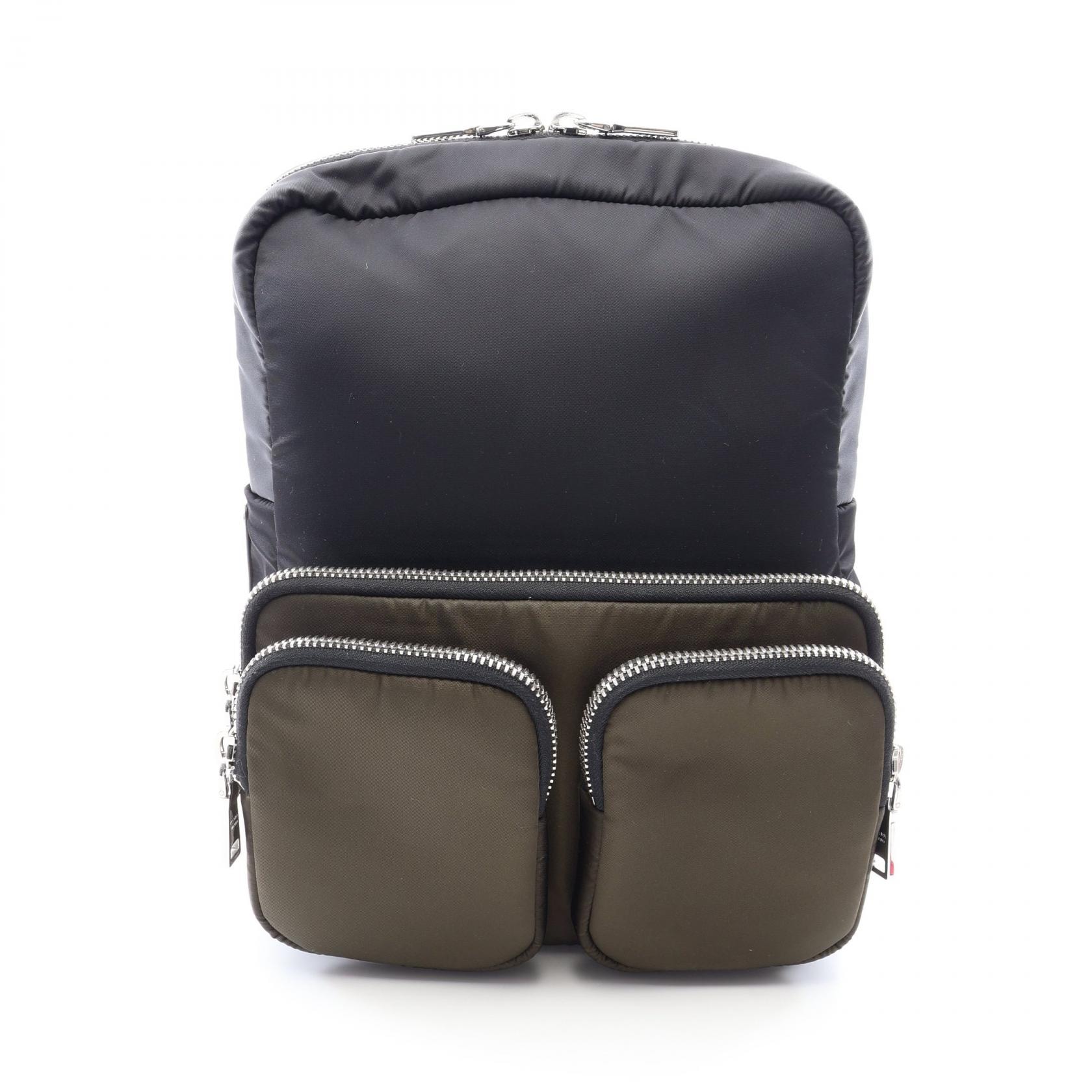 プラダ PRADA PRADA 018 リュックサック バックパック バッグ ナイロン メンズ ブラック系 / カーキ系 2VZ043 【中古】