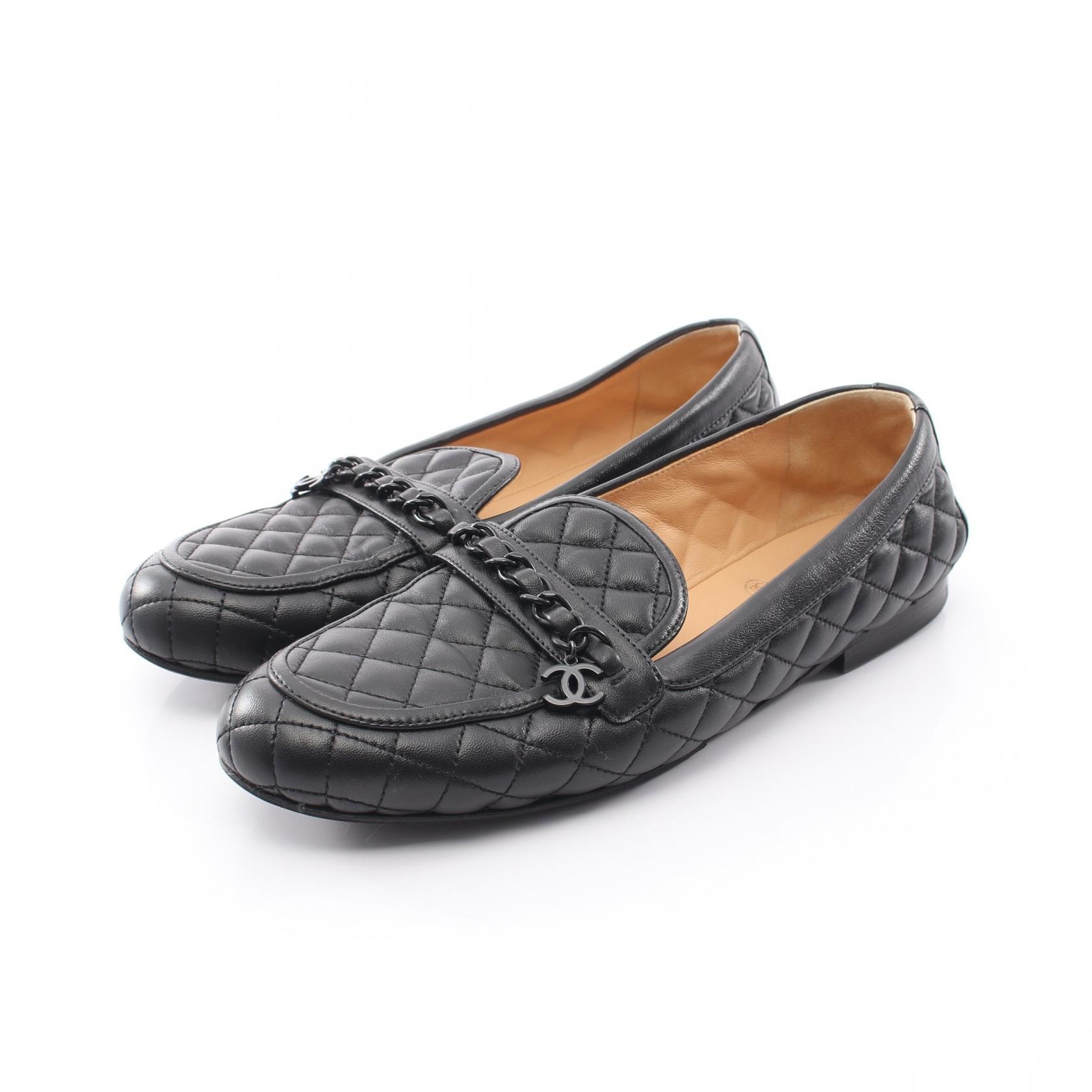 샤넬 CHANEL 마트라세 로퍼 슈즈 램스킨 (양가죽) 여성용 블랙 G37312 [중고]