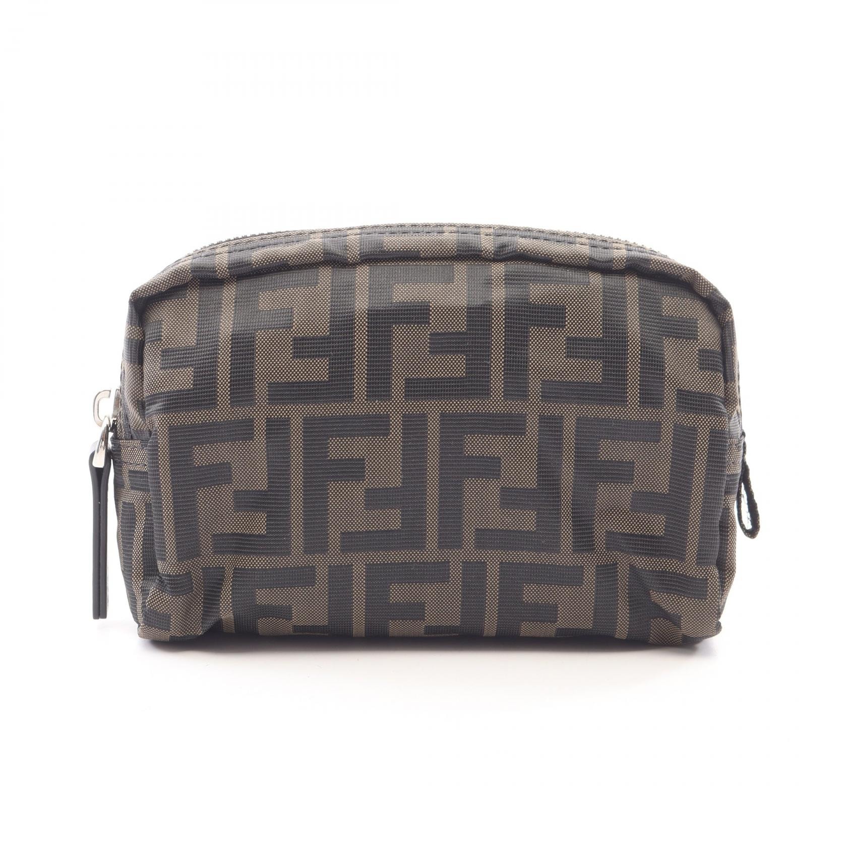 フェンディ FENDI ズッカ ポーチ バッグ キャンバス レザー レディース ブラウン系 / ブラック系 8N0218B1J2F1PR4 【新品】