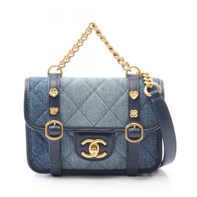 シャネル CHANEL ミニマトラッセ ショルダーバッグ バッグ デニム レザー レディース ブルー系 / ネイビー系 【中古】