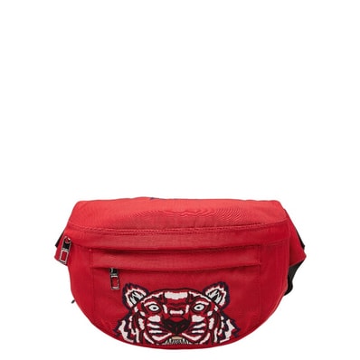 ケンゾー タイガー ロゴ 刺繍 ボディバッグ レッド ナイロン レディース KENZO 【中古】
