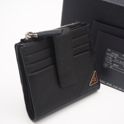 PRADA プラダ ヴィッテロ マイクログレイン コンパクトウォレット 2MC066 二つ折り財布 ブラック カーフレザー メンズ