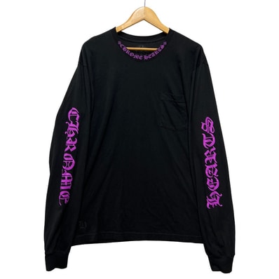 CHROME HEARTS クロムハーツ ネック アーム ロゴ 長袖Tシャツ コットン ブラック サイズ XL 正規品 / 41085