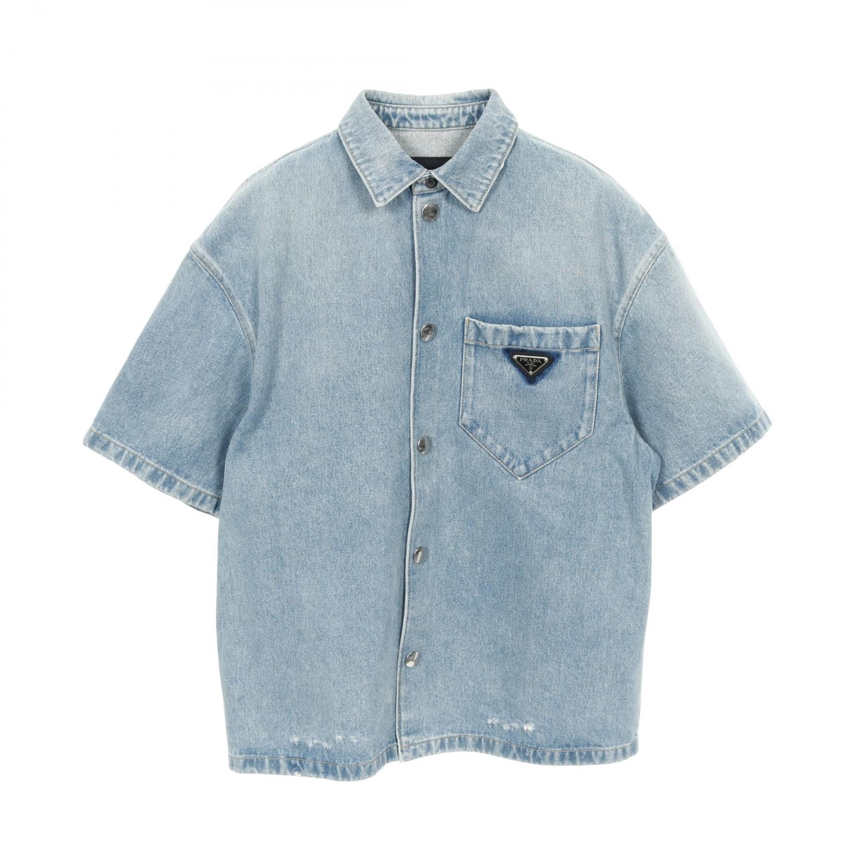 プラダ PRADA 三角プレート 衣料品 トップス デニム メンズ ブルー系 GEC067 【中古】