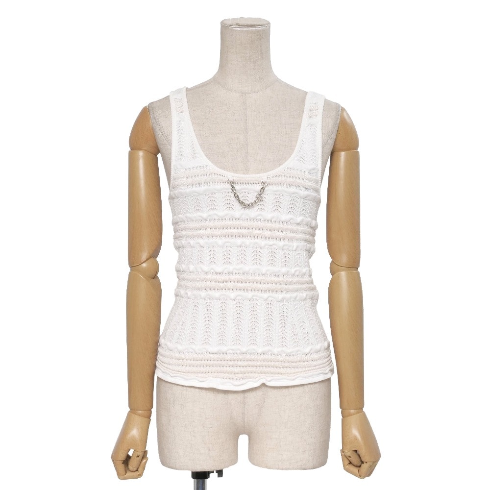 ■美品■2023年製■LOUIS VUITTON ルイ・ヴィトン タンクトップ サイズXS LVチェーン ニット ノースリーブ ブランド古着【中古】20260205/RA7671