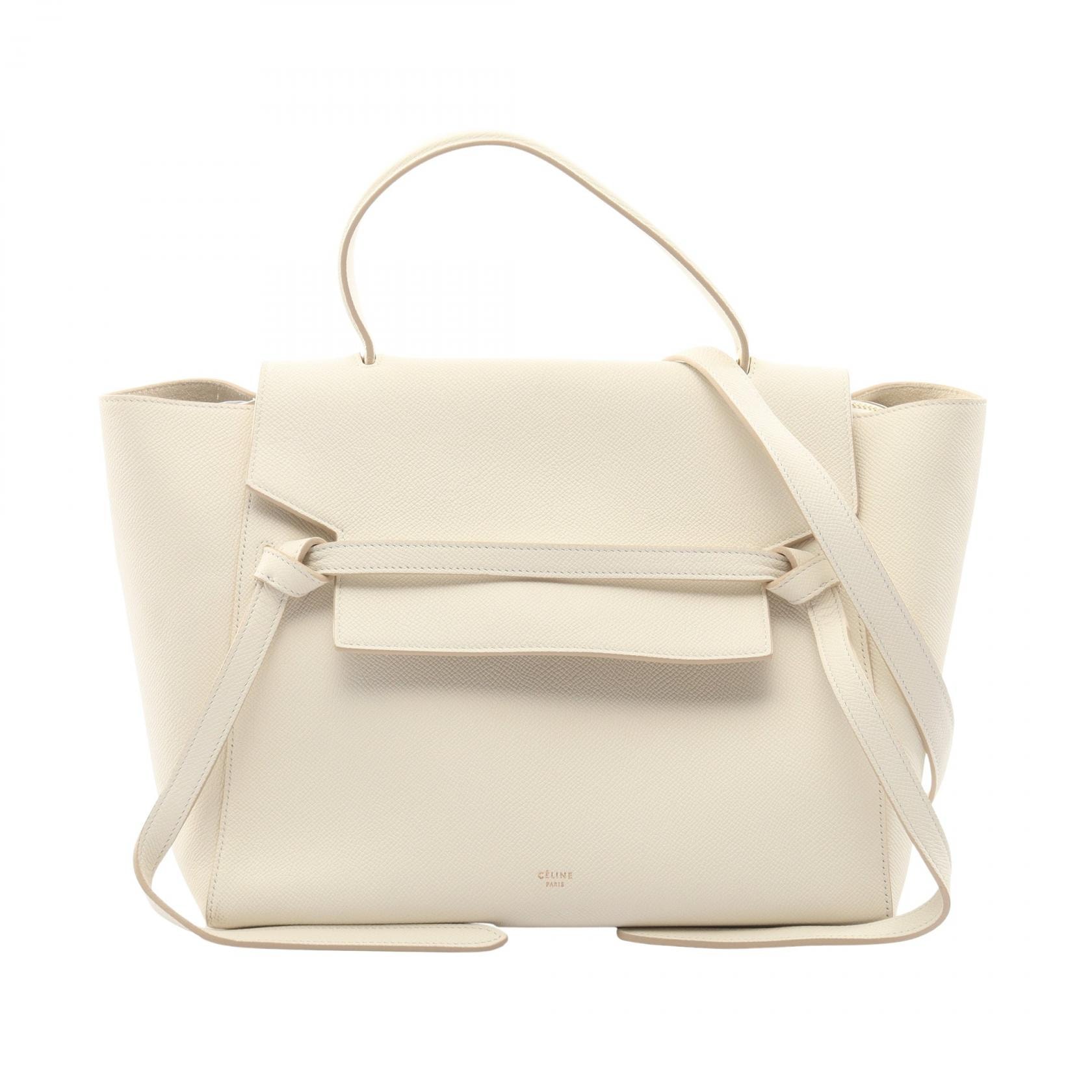 セリーヌ CELINE BELT BAG MINI ベルトバッグ ミニ 2WAY ハンドバッグ バッグ レザー レディース ホワイト系 【中古】